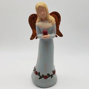 Mind Spring Gentle Souls Wooden 2002 Wisdom Angel Copper Winged Figurine AS IS